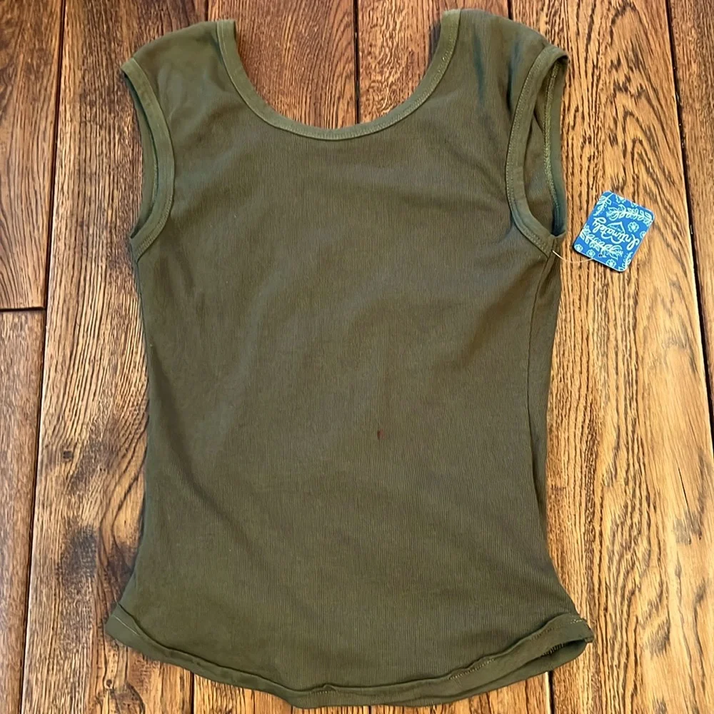 NWT Free People Army Green Sleeveless Top - Picture 2 of 2